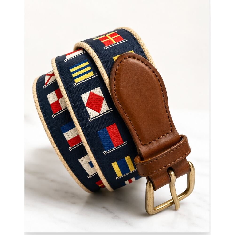 Dominican Republic Canterbury Nautical Signal Flag Canvas Leather Belt Size 36